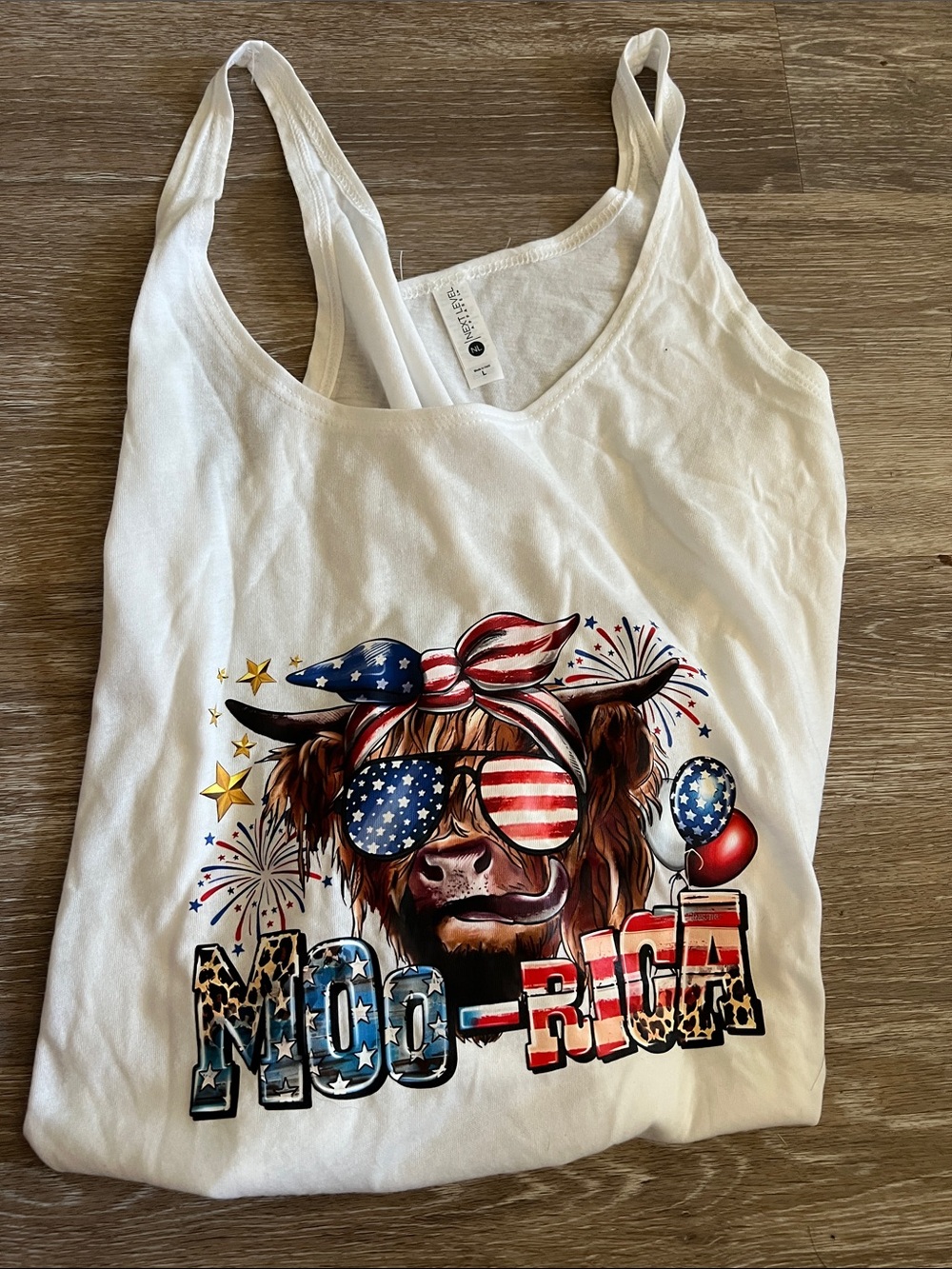 Patriotic Moo-Rica Graphic Tank Top - White
